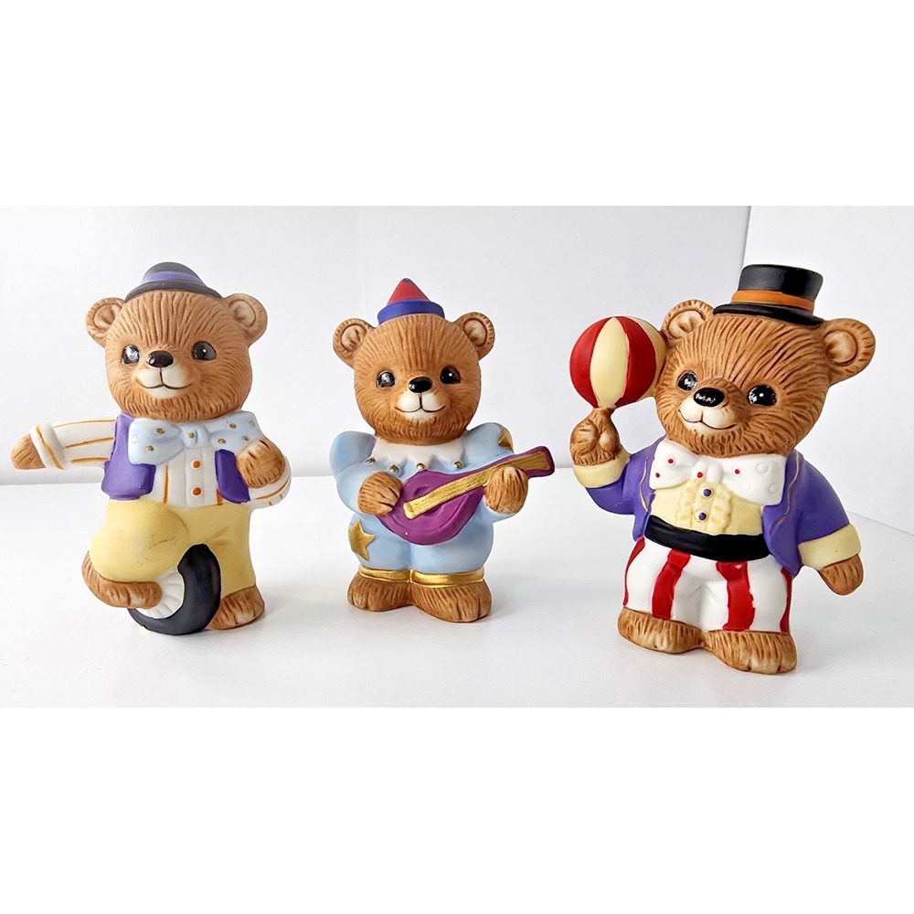 Vintage Homco Cute Circus Bears Figurines Set of 3 #1449 Vibrant colors